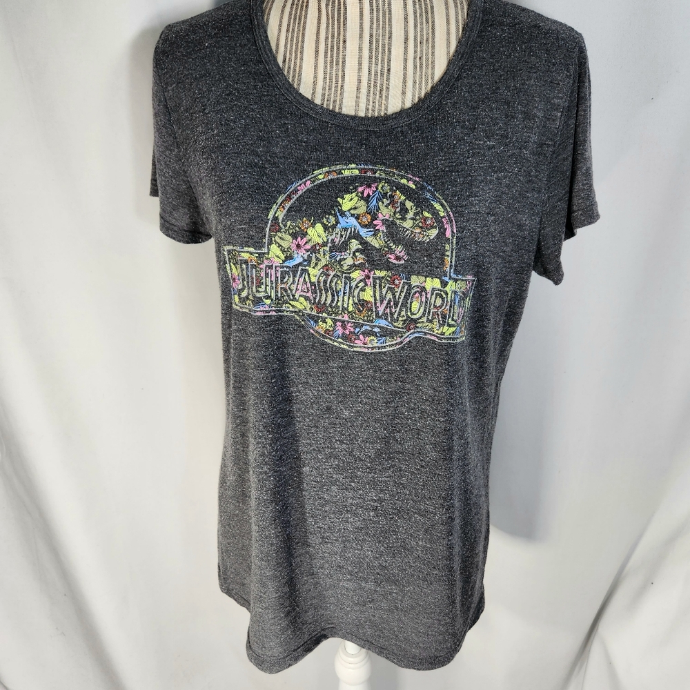 Jurassic World Grey Graphic Print Short Sleeve Tee Shirt Size XLarge